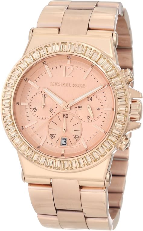 michael kors chronograph rose gold stainless steel ladies watch mk5412|Michael Kors chronograph baguette.